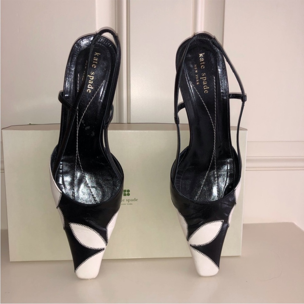 ⭐Kate Spade Black and Cream Slingback Heels - Picture 2 of 8